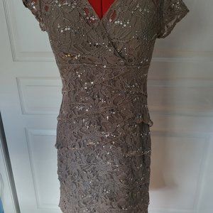 Beige sequin layered dress size 4